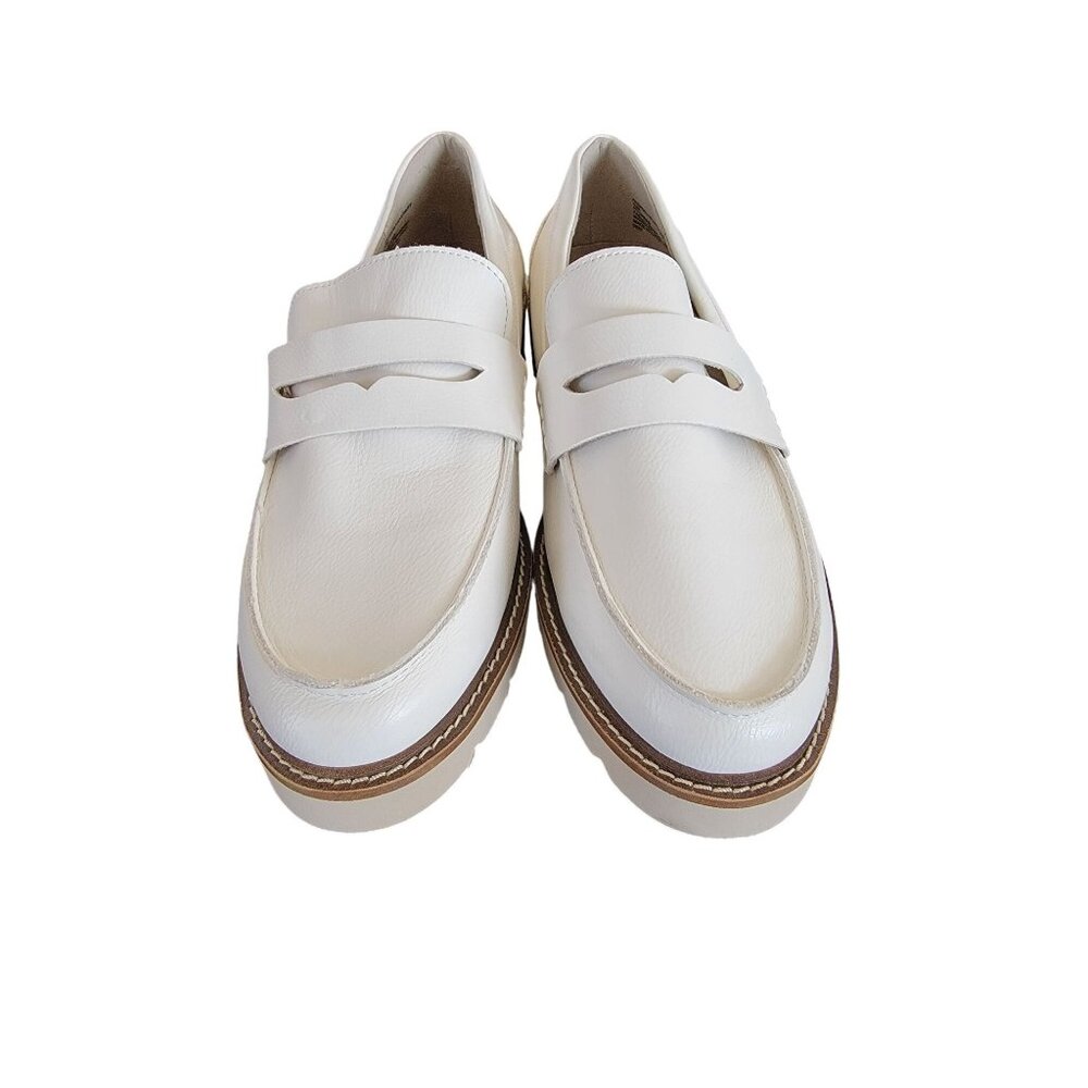Anne Klein White Leather Penny Loafers Womens Size 10 Cushioned Sole Stylish Eve